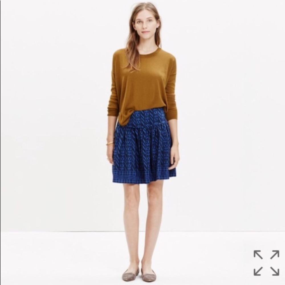 Madewell Silk Skyline skirt in blue geo print